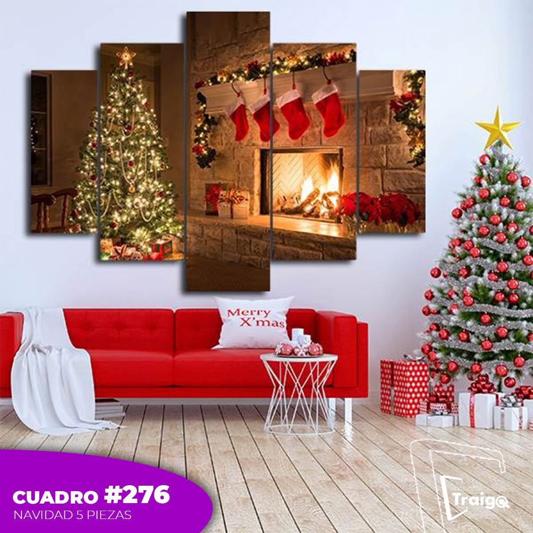 Cuadro Decorativo Navideño de 5 Piezas (114x78 cm)