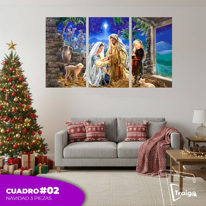 Cuadro Decorativo Navideño de 3 Piezas (120cm x 70cm)