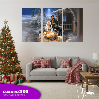 Cuadro Decorativo Navideño de 3 Piezas (120cm x 70cm)