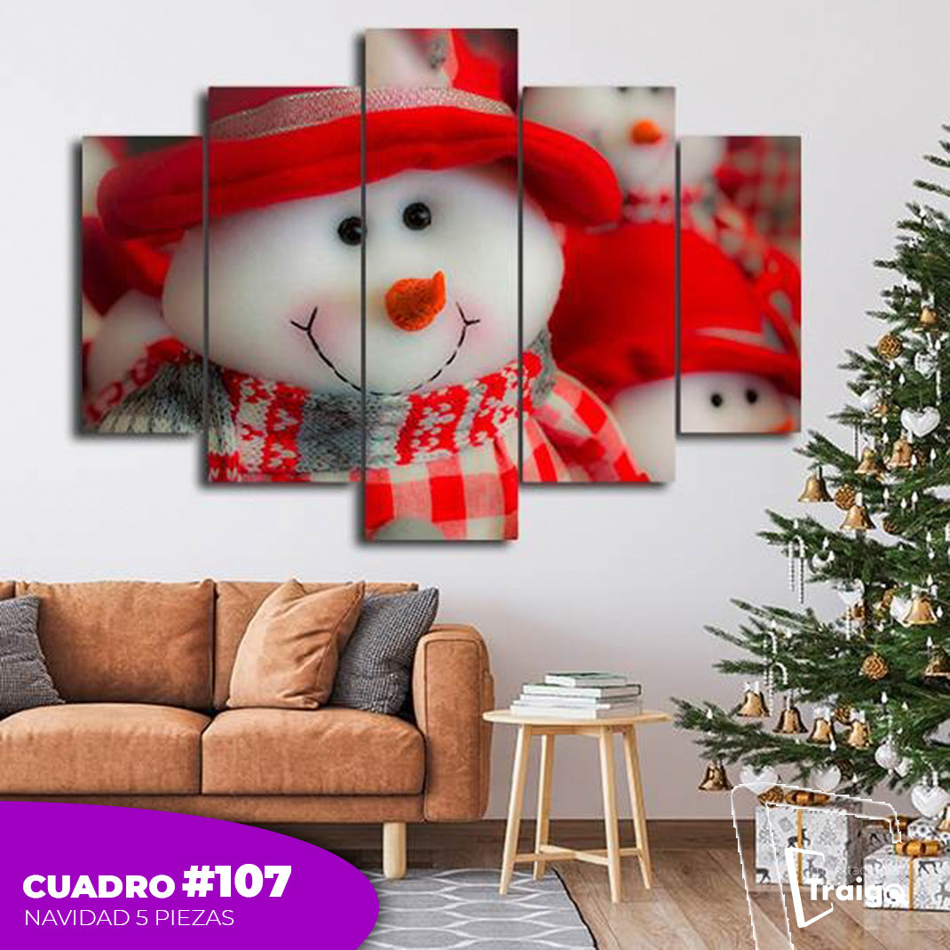 Cuadro Decorativo Navideño de 5 Piezas (114x78 cm)