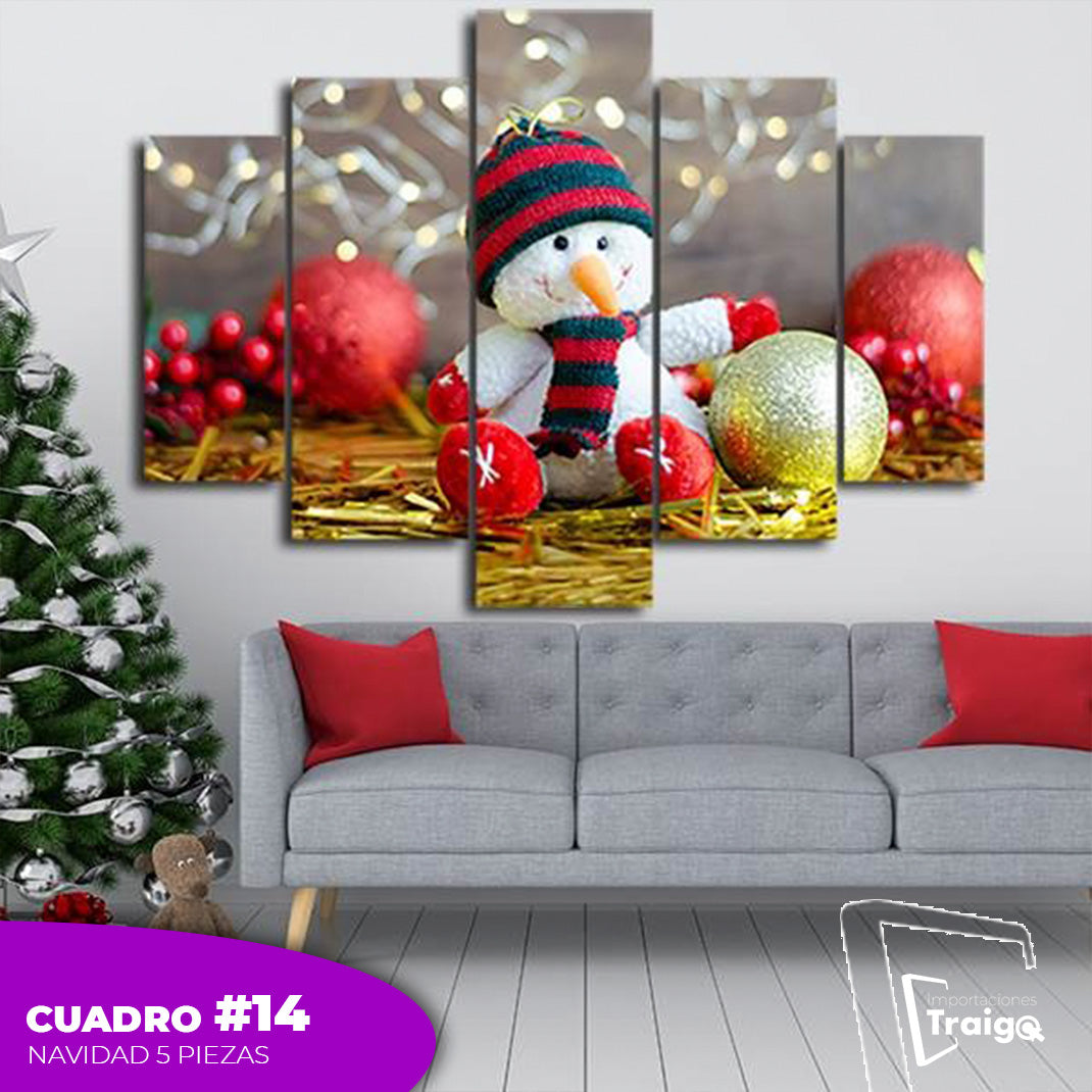 Cuadro Decorativo Navideño de 5 Piezas (114x78 cm)