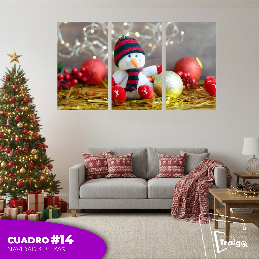 Cuadro Decorativo Navideño de 3 Piezas (120cm x 70cm)