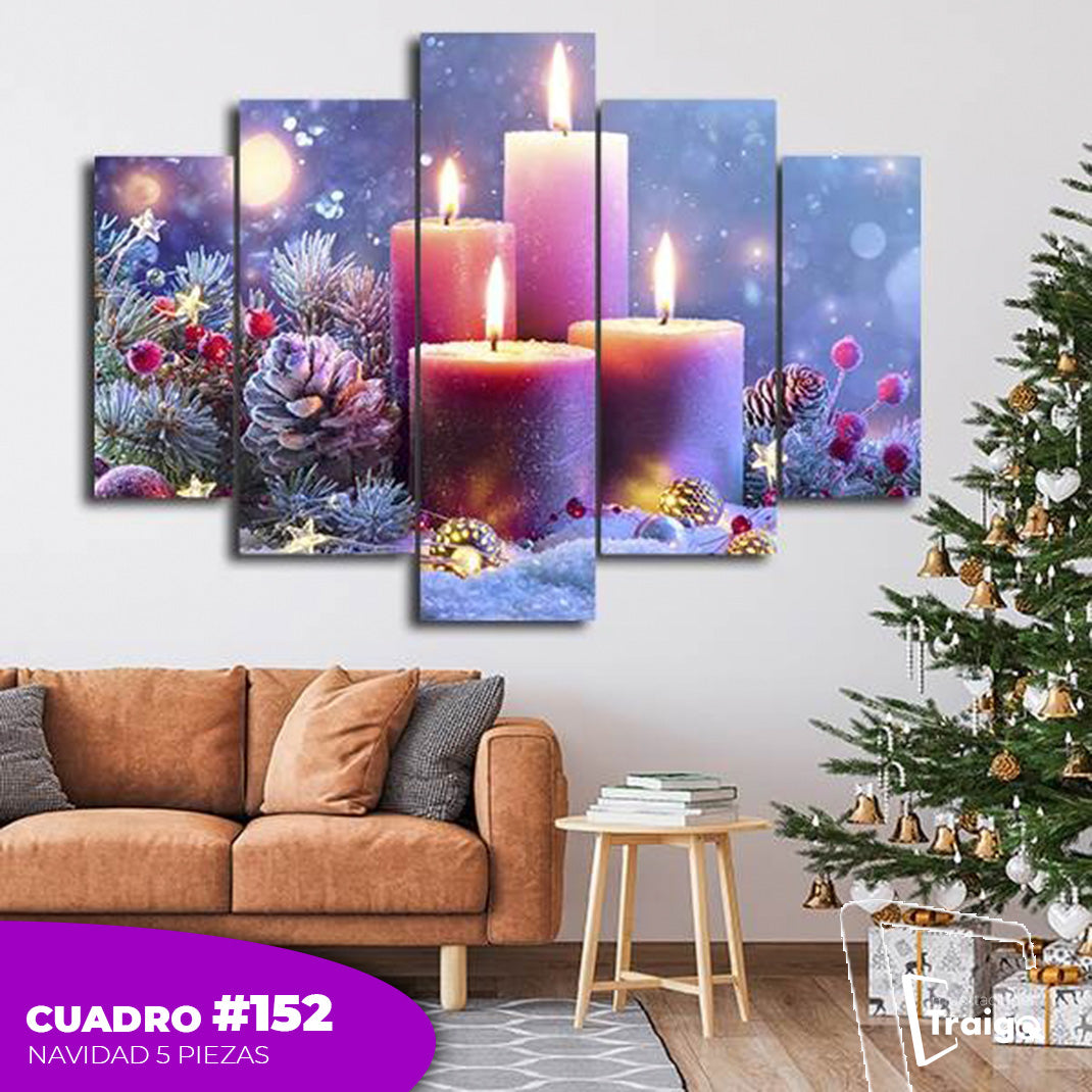 Cuadro Decorativo Navideño de 5 Piezas (114x78 cm)