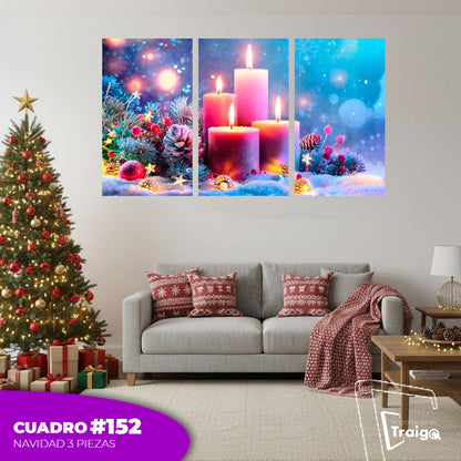 Cuadro Decorativo Navideño de 3 Piezas (120cm x 70cm)