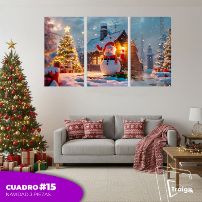 Cuadro Decorativo Navideño de 3 Piezas (120cm x 70cm)