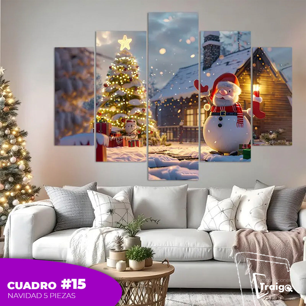 Cuadro Decorativo Navideño de 5 Piezas (114x78 cm)