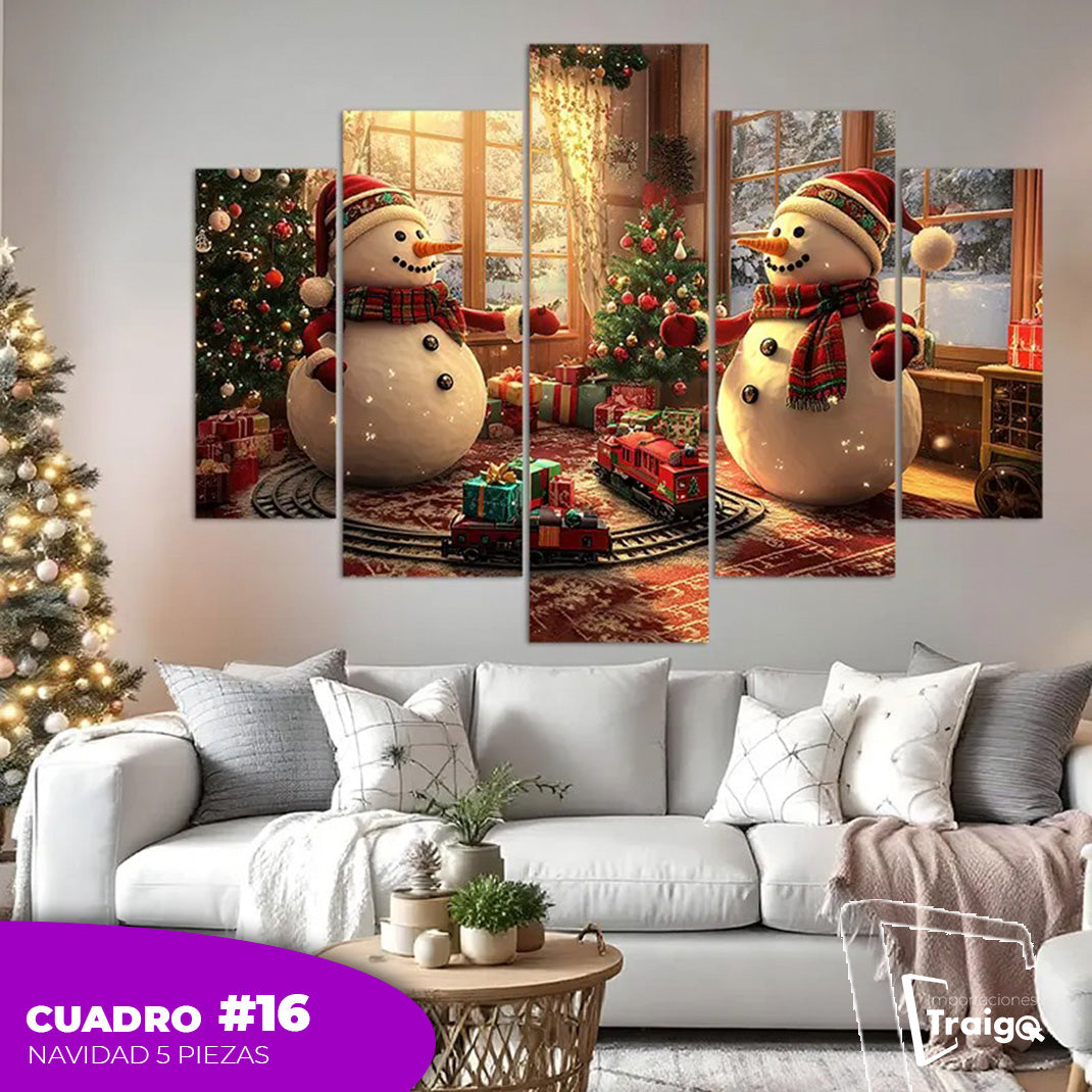 Cuadro Decorativo Navideño de 5 Piezas (114x78 cm)