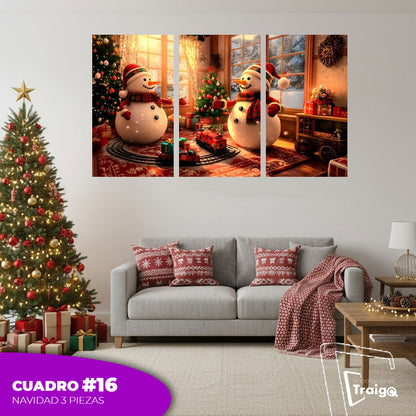 Cuadro Decorativo Navideño de 3 Piezas (120cm x 70cm)