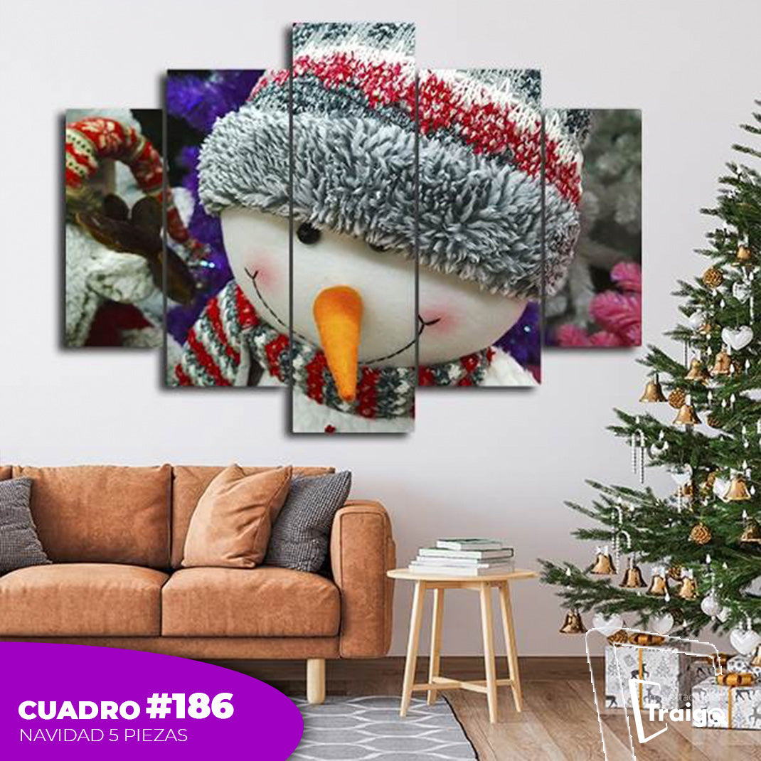 Cuadro Decorativo Navideño de 5 Piezas (114x78 cm)