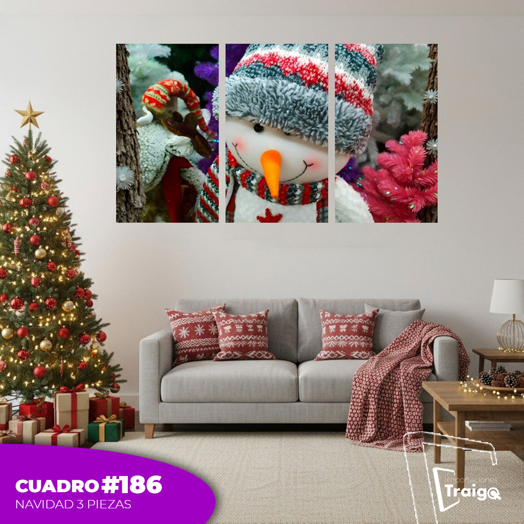 Cuadro Decorativo Navideño de 3 Piezas (120cm x 70cm)