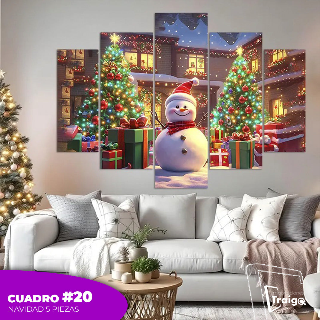 Cuadro Decorativo Navideño de 5 Piezas (114x78 cm)