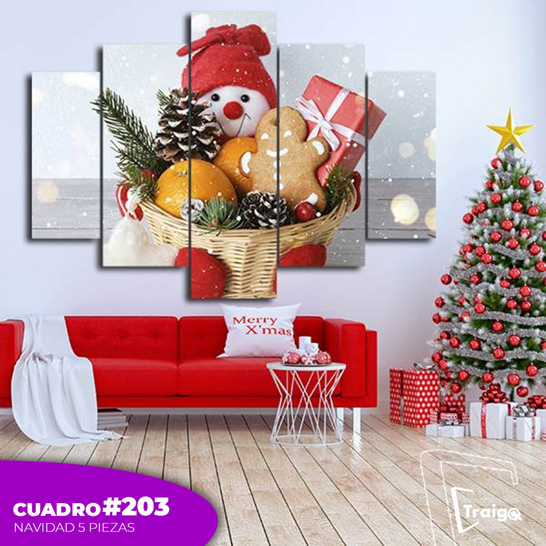 Cuadro Decorativo Navideño de 5 Piezas (114x78 cm)