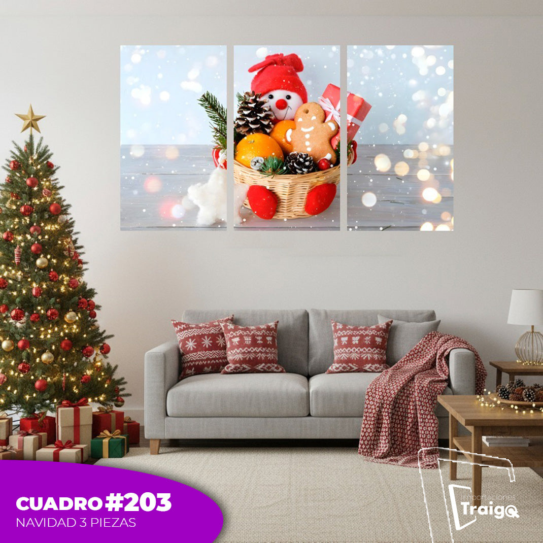 Cuadro Decorativo Navideño de 3 Piezas (120cm x 70cm)