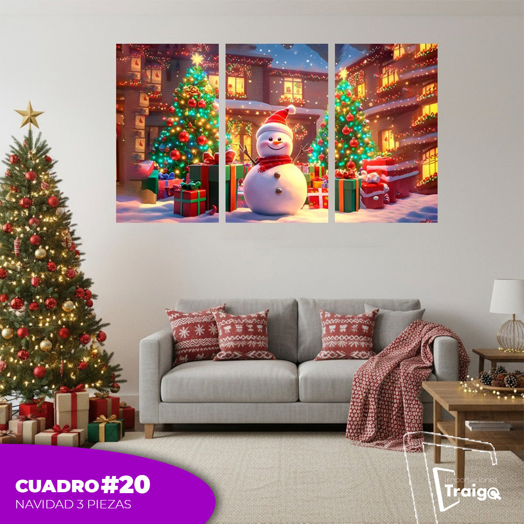 Cuadro Decorativo Navideño de 3 Piezas (120cm x 70cm)