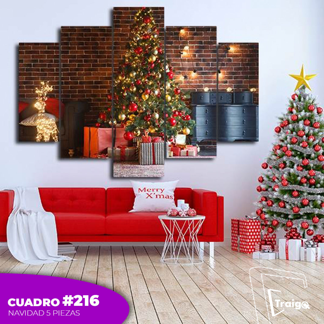 Cuadro Decorativo Navideño de 5 Piezas (114x78 cm)