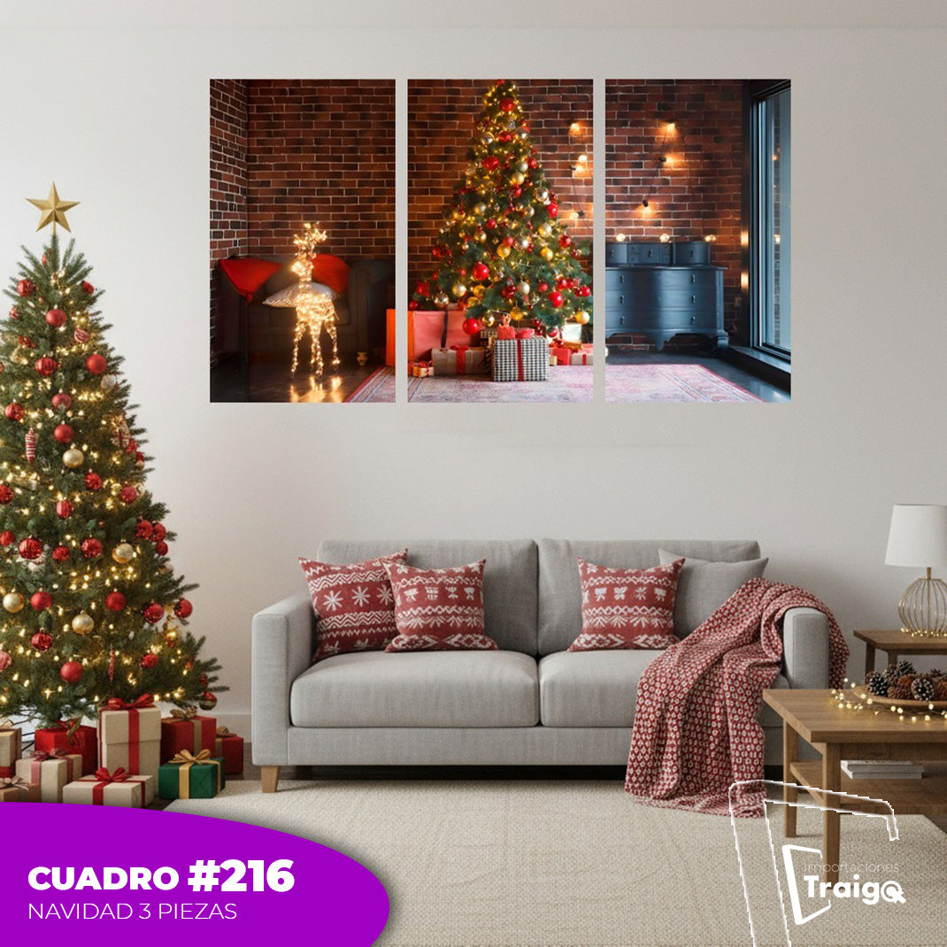 Cuadro Decorativo Navideño de 3 Piezas (120cm x 70cm)