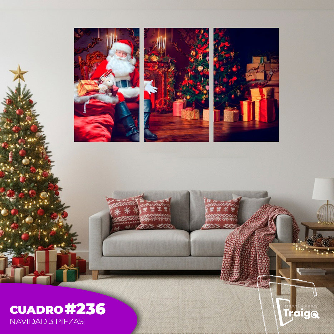 Cuadro Decorativo Navideño de 3 Piezas (120cm x 70cm)