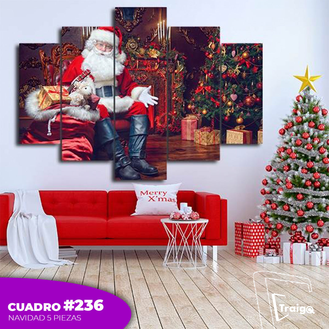 Cuadro Decorativo Navideño de 5 Piezas (114x78 cm)