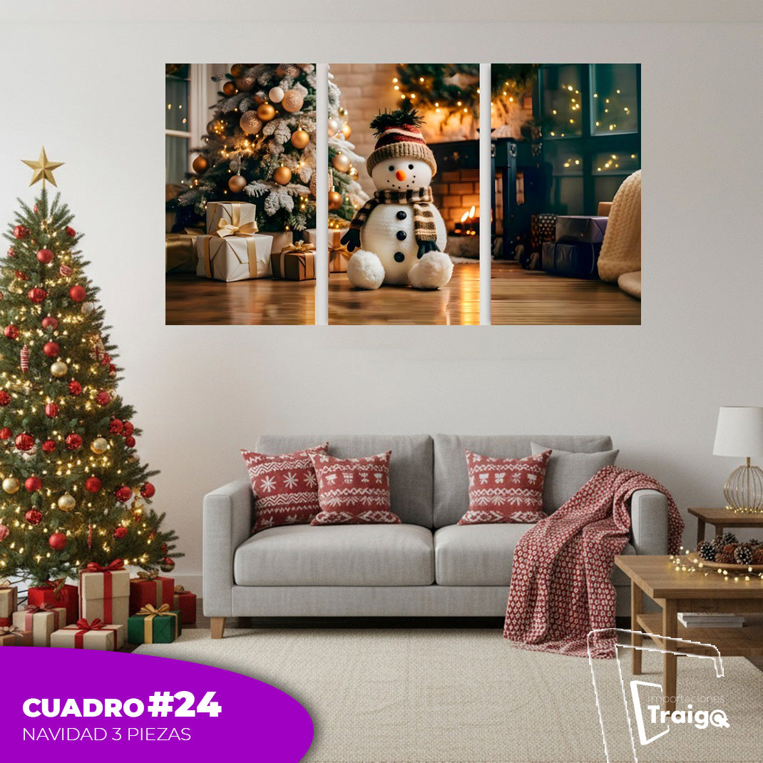 Cuadro Decorativo Navideño de 3 Piezas (120cm x 70cm)