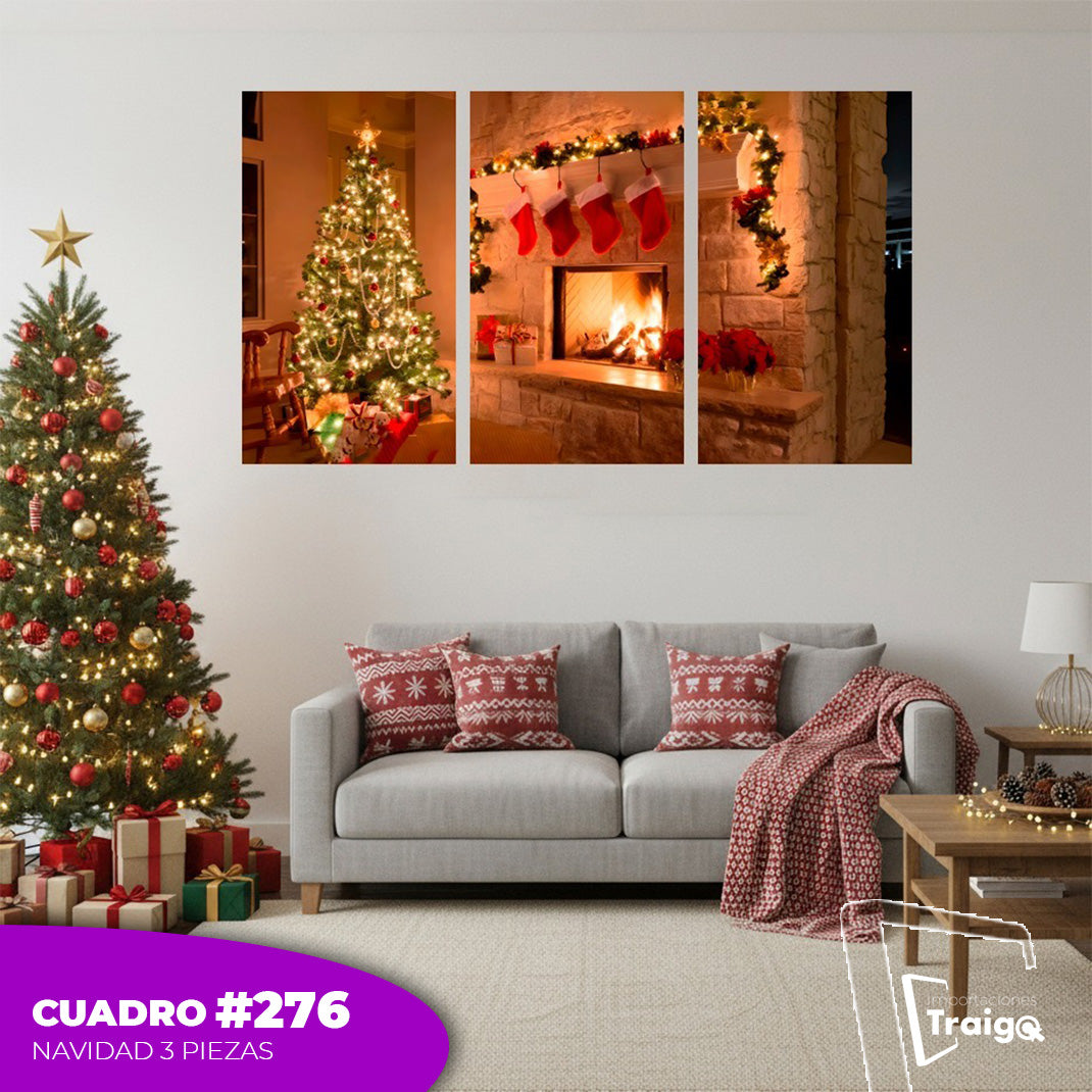 Cuadro Decorativo Navideño de 3 Piezas (120cm x 70cm)