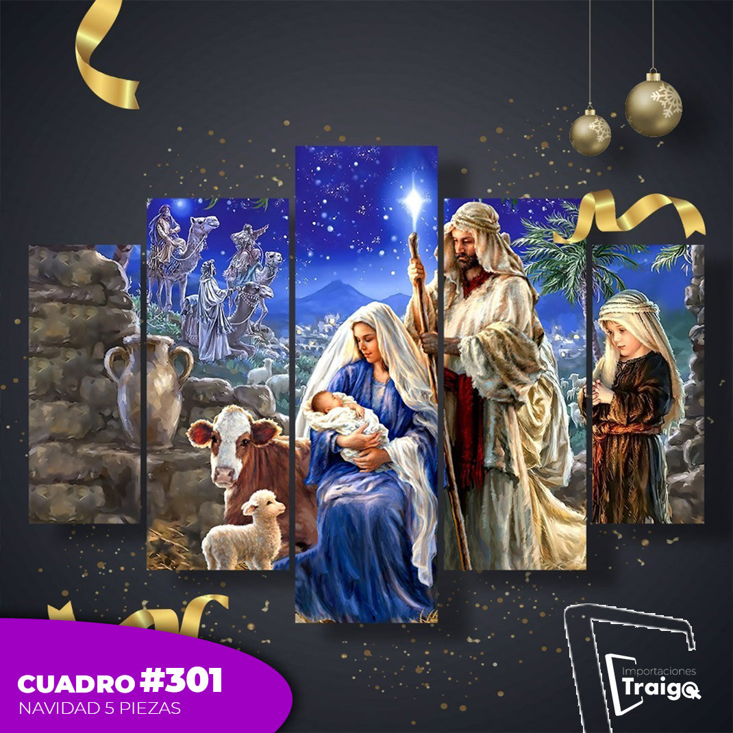 Cuadro Decorativo Navideño de 5 Piezas (114x78 cm)