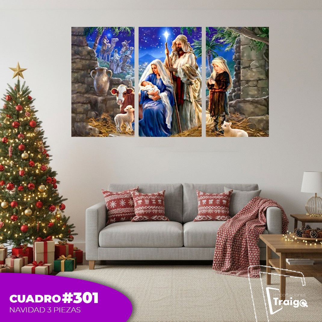 Cuadro Decorativo Navideño de 3 Piezas (120cm x 70cm)