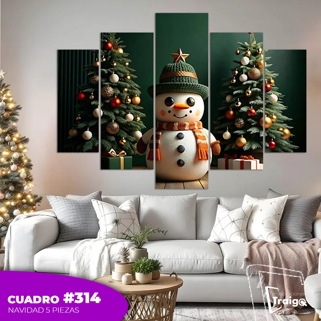 Cuadro Decorativo Navideño de 5 Piezas (114x78 cm)