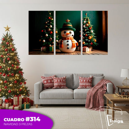 Cuadro Decorativo Navideño de 3 Piezas (120cm x 70cm)