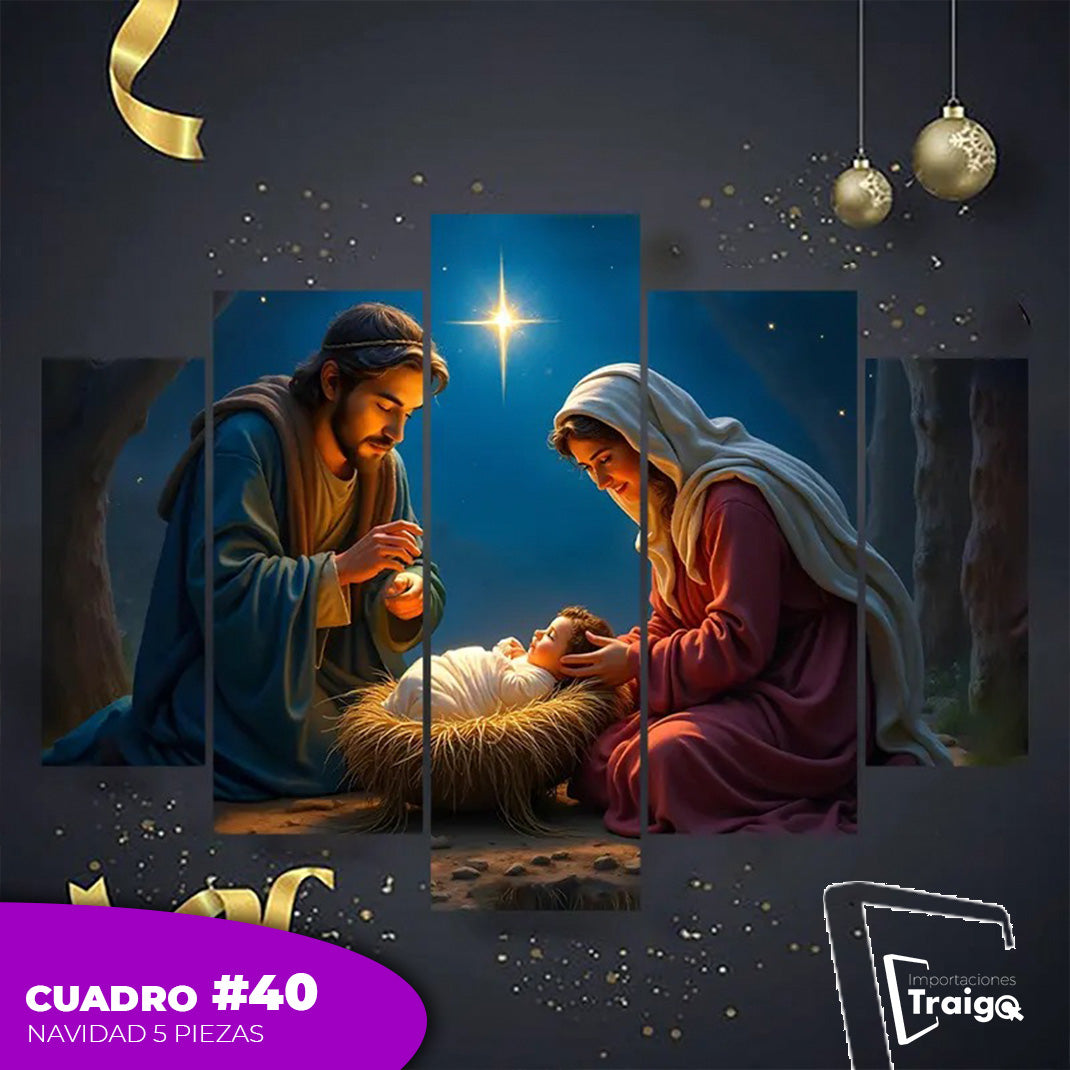 Cuadro Decorativo Navideño de 5 Piezas (114x78 cm)