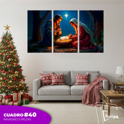 Cuadro Decorativo Navideño de 3 Piezas (120cm x 70cm)