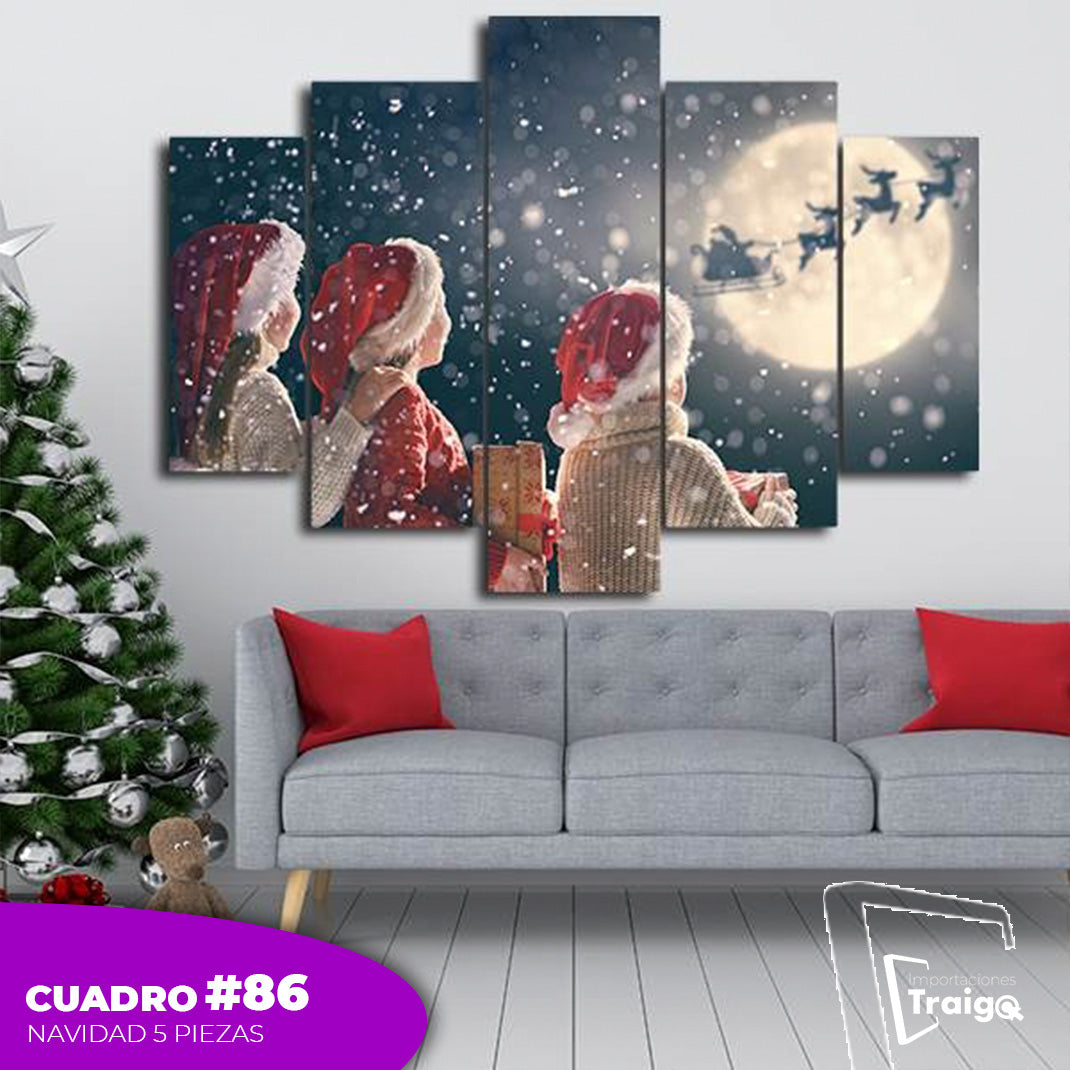 Cuadro Decorativo Navideño de 5 Piezas (114x78 cm)